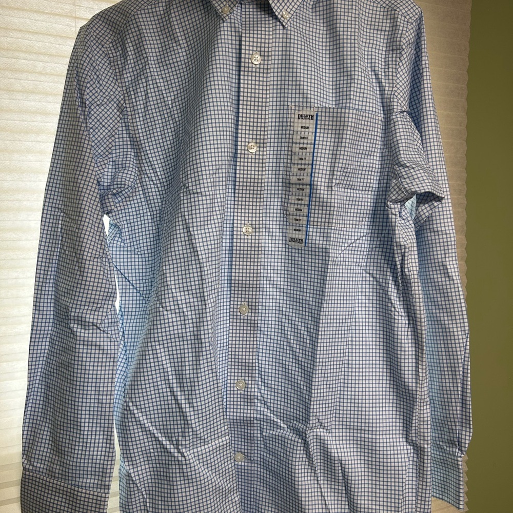 Duluth Trading Co Blue and White Plaid Shirt